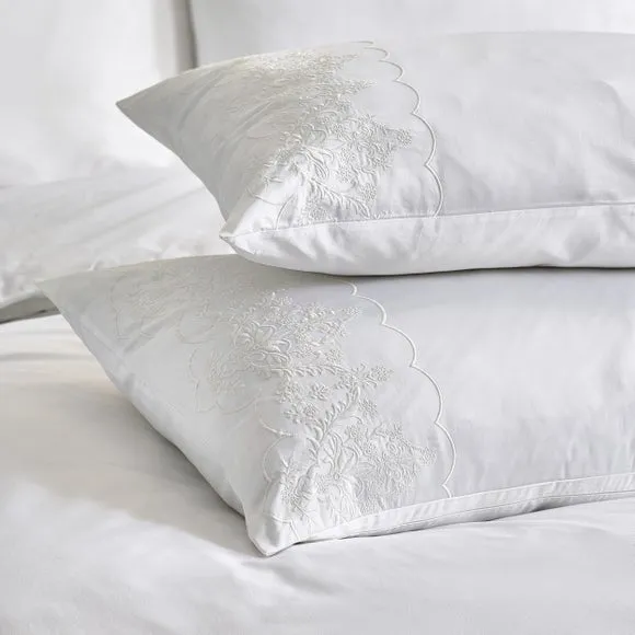 Dorma Coleton Broderie 100% Cotton Standard Pillowcase Pair