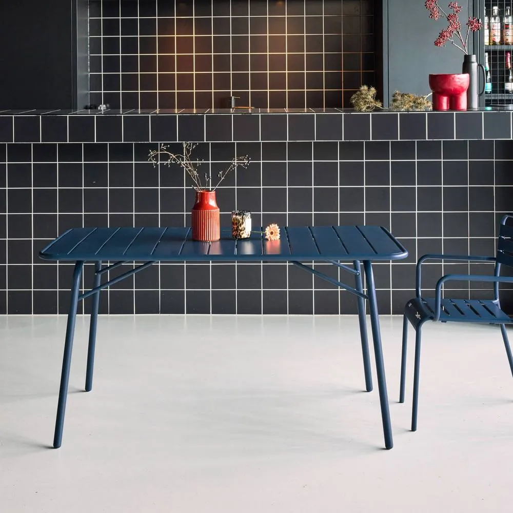 sweeek 4-seater metal folding garden table 140cm in Dark Blue 5
