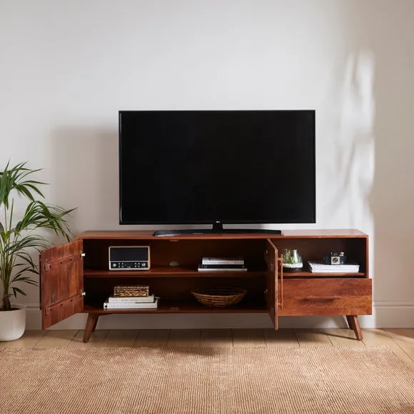 Maxton Extra Wide TV Unit For TVs up to 70", Mango Wood 2