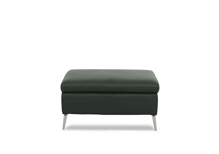 Daytona Leather Footstool - Oslo Pine