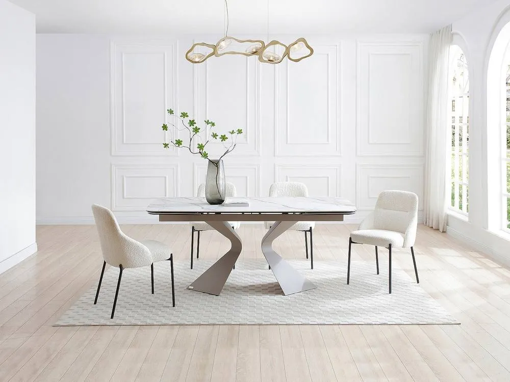 Vente-unique Extendable Dining Table for 6 To 10 People In Ceramic, Tempered Glass in Taupe 3
