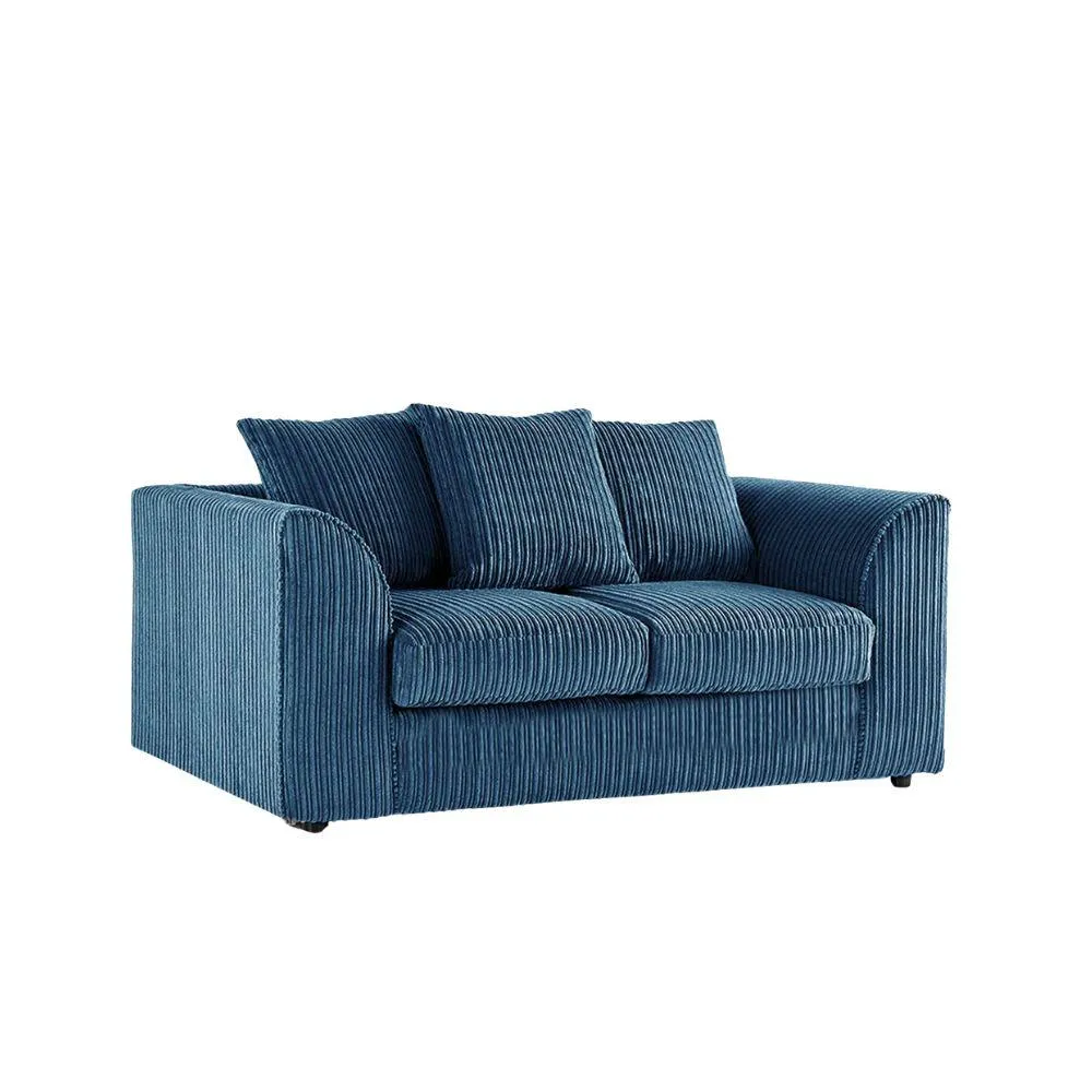 Bliss Furniture 2 Seater Scatter Back Sofa with Soft Jumbo Cord Fabric in Blue Colour