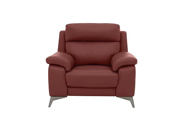 Missouri Leather Recliner Armchair with Power Headrest - BV Deep Red