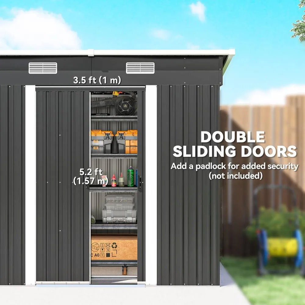OUTSUNNY 7 x 4ft Outdoor Garden Storage Shed for Garden in Black 6