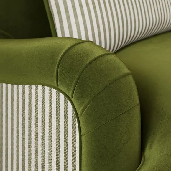 Beatrice II Woven Stripe Velvet Mix Snuggle Chair 3