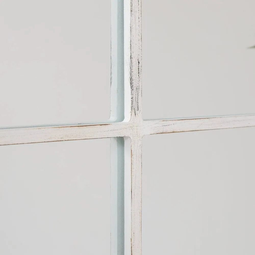 Melody Maison Distressed White Arched Window Wall Mirror - 100cm X 70cm 6