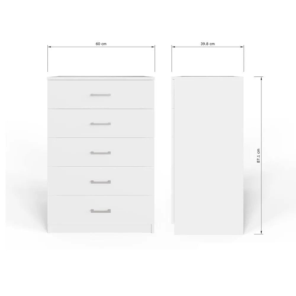 GFW Bailey 5 Drawer Chest in White 6