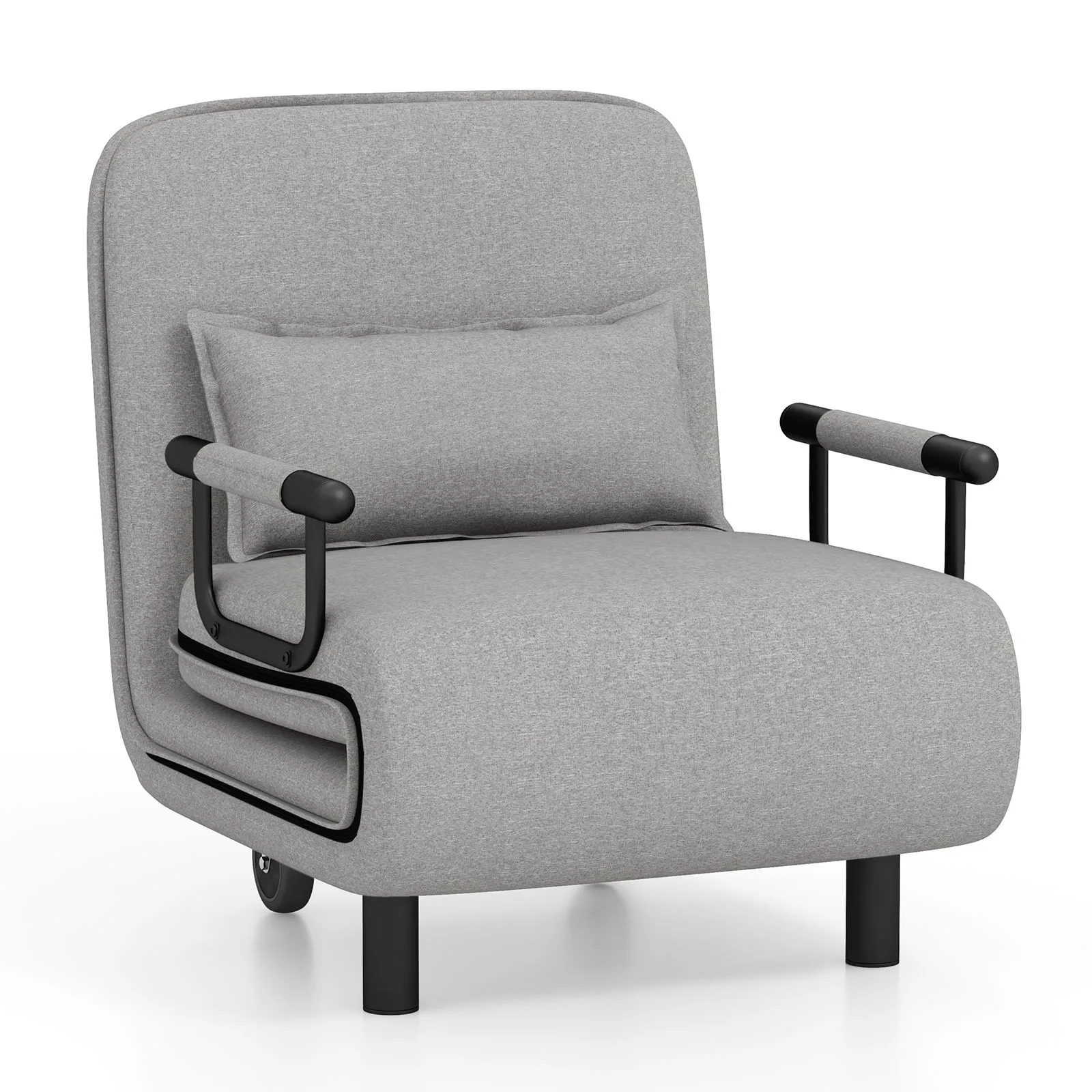 Costway 3-in-1 Convertible Sofa Bed Sleeper Chair w/Lumbar Pillow in Grey