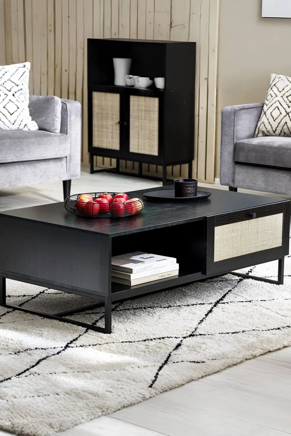 Julian Bowen Padstow Rattan Coffee Table in Black 1