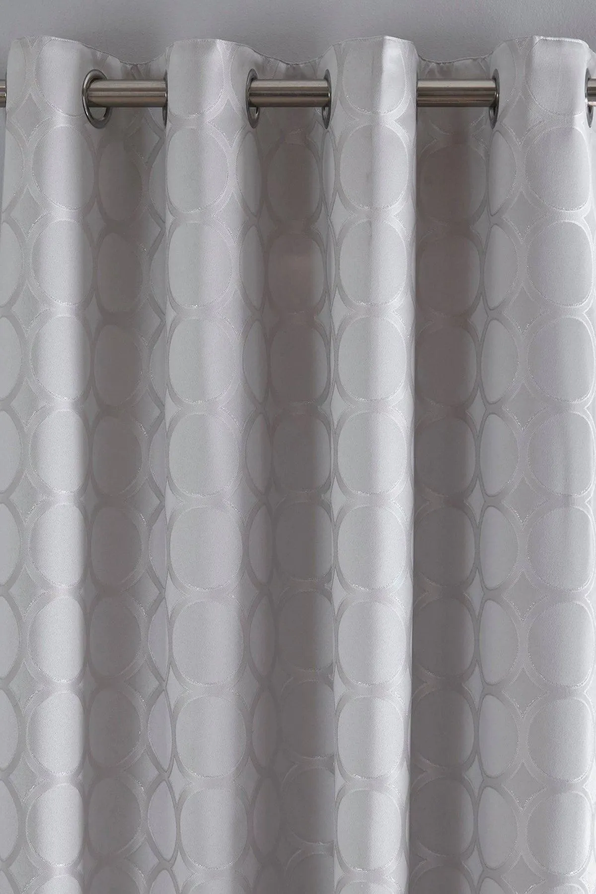 Appletree 'Cassina' Circular Patterned Pair of Eyelet Curtains in Silver 2