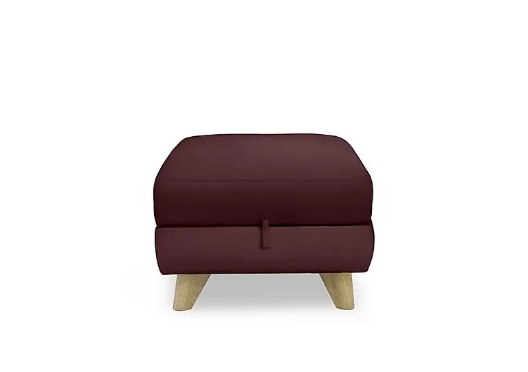 Malmo Leather Storage Footstool - BV Deep Red