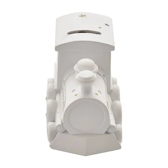Bambino White Resin Money Box - Train 3