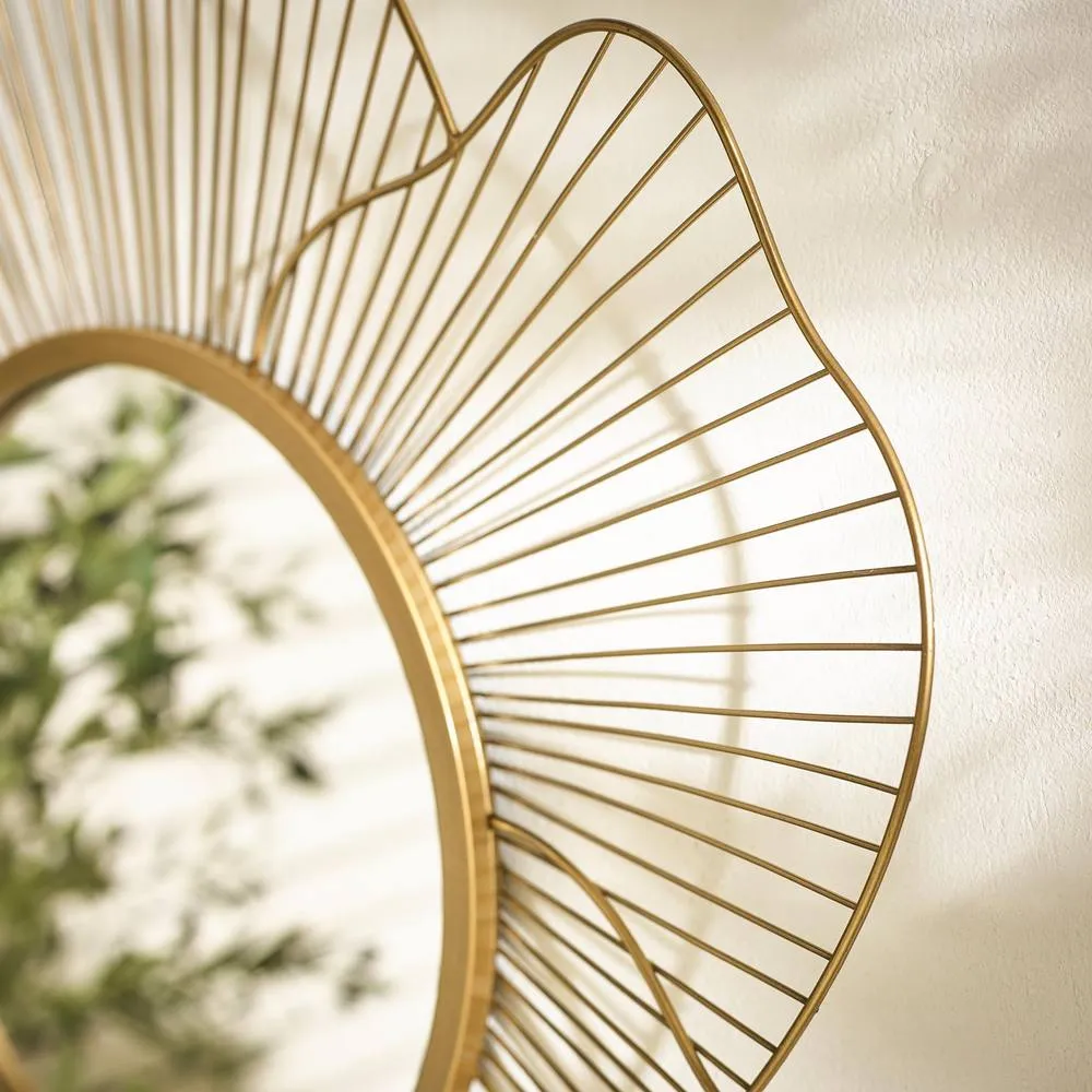 FurnitureboxUK Flora Medium Round Flower Frame 80cm Garden Mirror in Gold 2