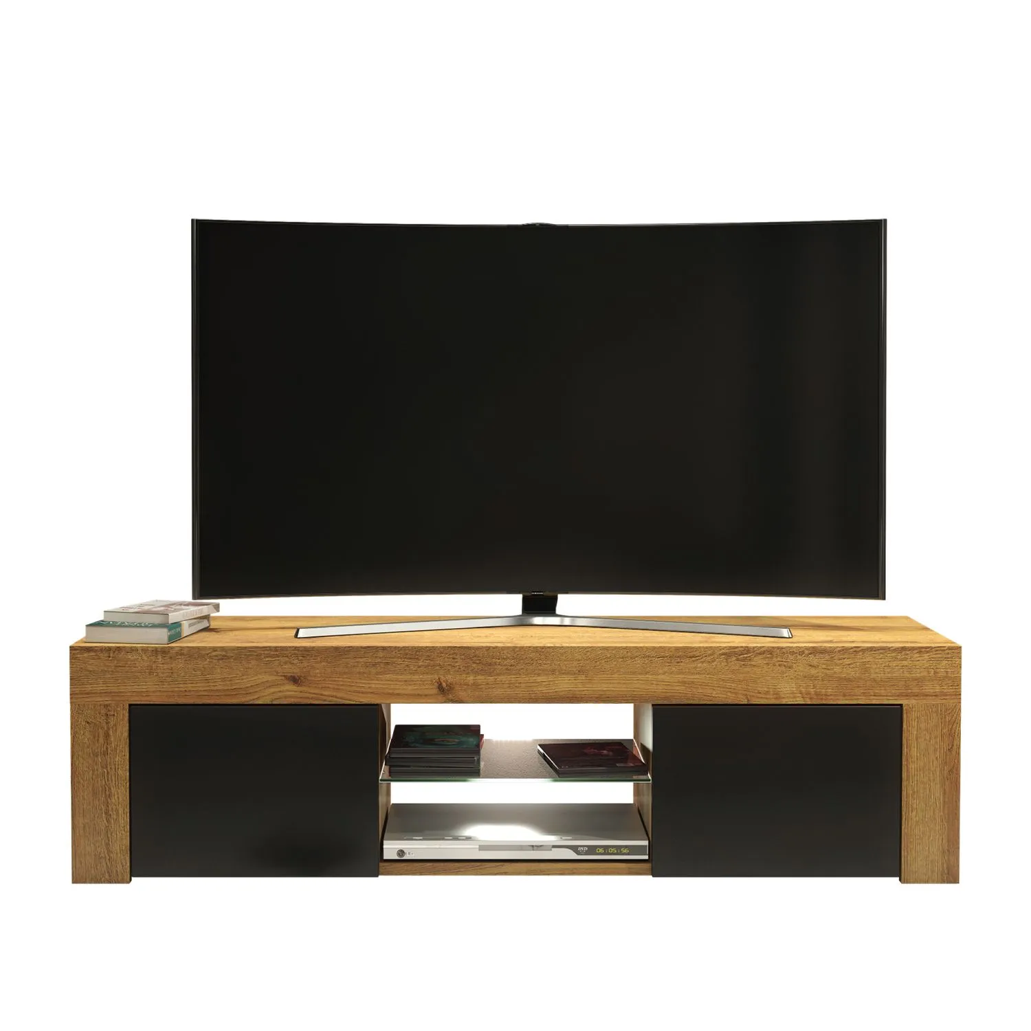 Creative Furniture Loom TV Unit 130cm - Minimalist Cabinet with Matte Finish & LED Lights in Brown 4