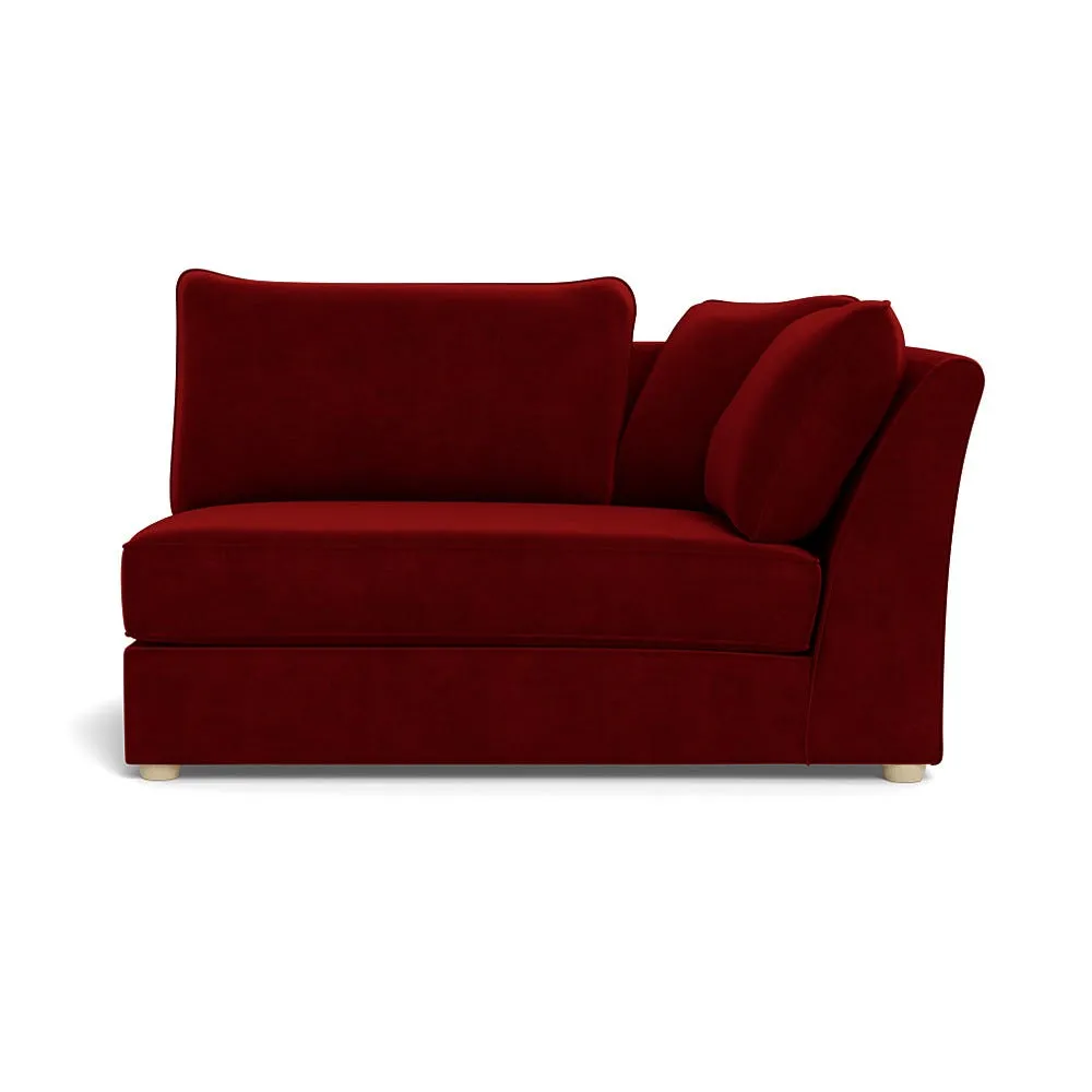 Heal's Tailor Large Curved Right Hand Facing Corner Unit Smart Luxe Velvet Mulberry Natural Feet