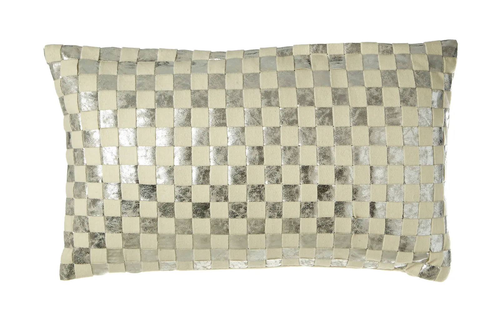 Orsina Kensington Townhouse Rectangular Ivory & Silver Check Cushion