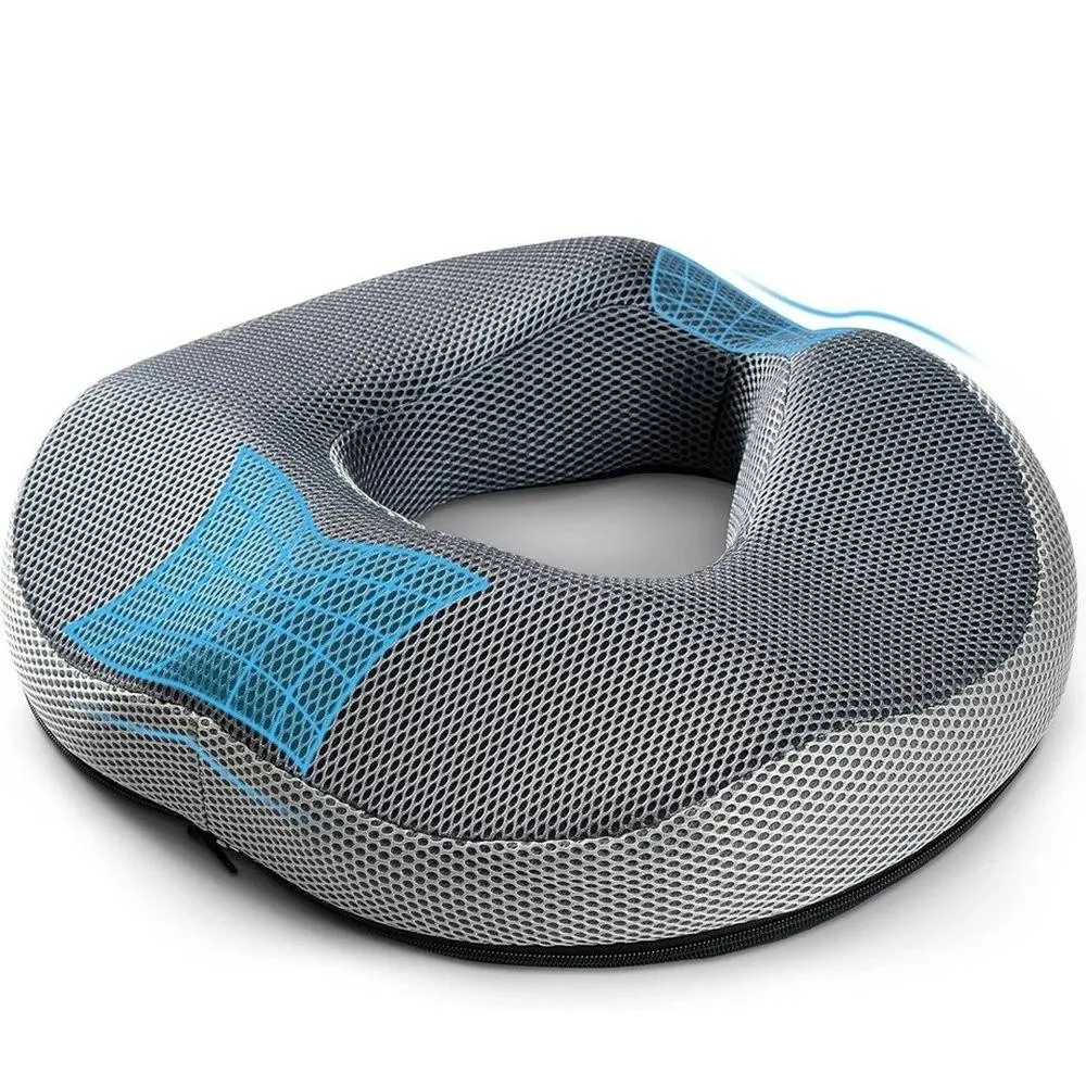 FLAVORA for Pain & Hemorrhoids Relief Memory Foam Ring Donut Cushion in Grey