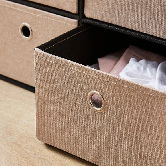 6 Drawer Faux Linen Foldable Ottoman 2