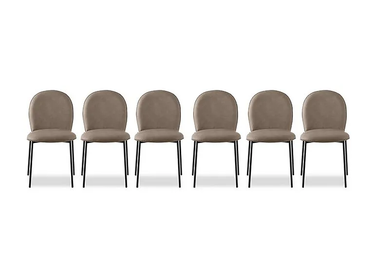 Riley Set of 6 Mid Black Metal Leg Dining Chairs - Desert