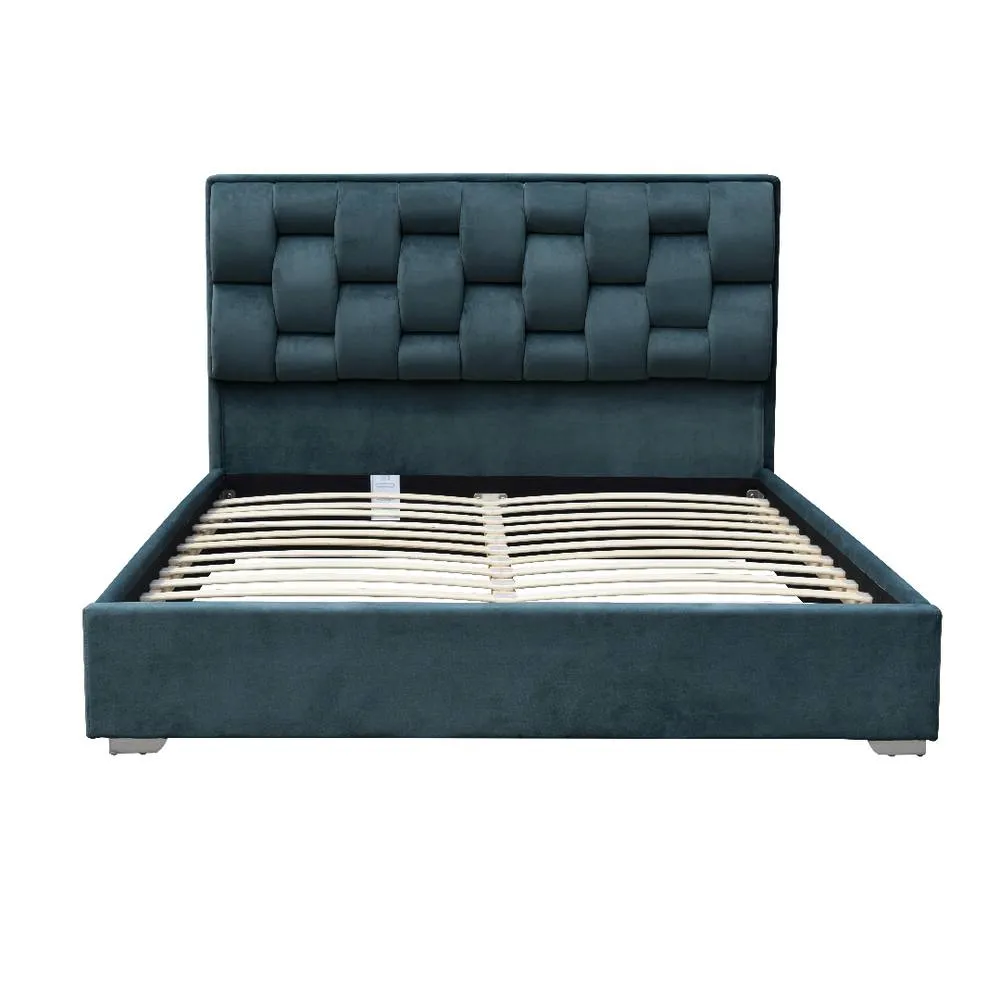Comfy Living Ltd Plush Velvet Upholstered Bedframe in Duck Egg Blue 2