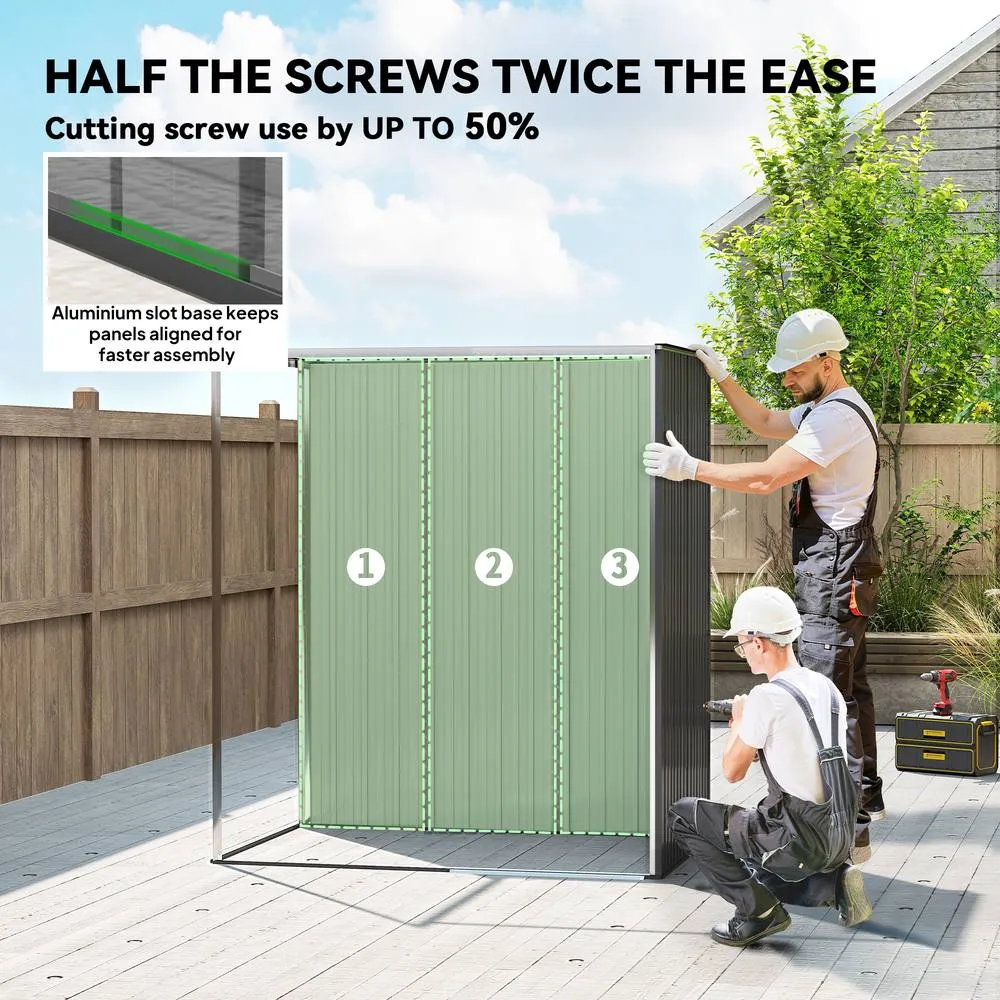 OUTSUNNY 5 x 3.5ft Metal Garden Shed with Effortless Assembly, Dark Grey 4