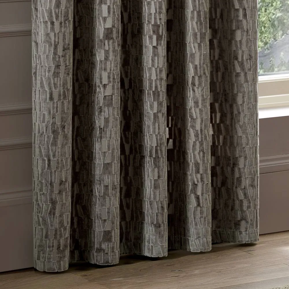 Paoletti Manhattan Velvet Eyelet Curtain Pair in Natural 4