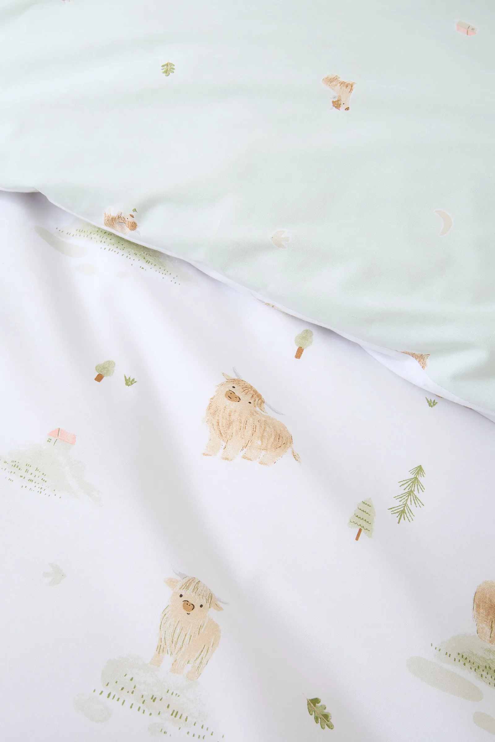 Bianca 'Mini Moo Cow' Reversible Cotton Duvet Cover Set in White 5