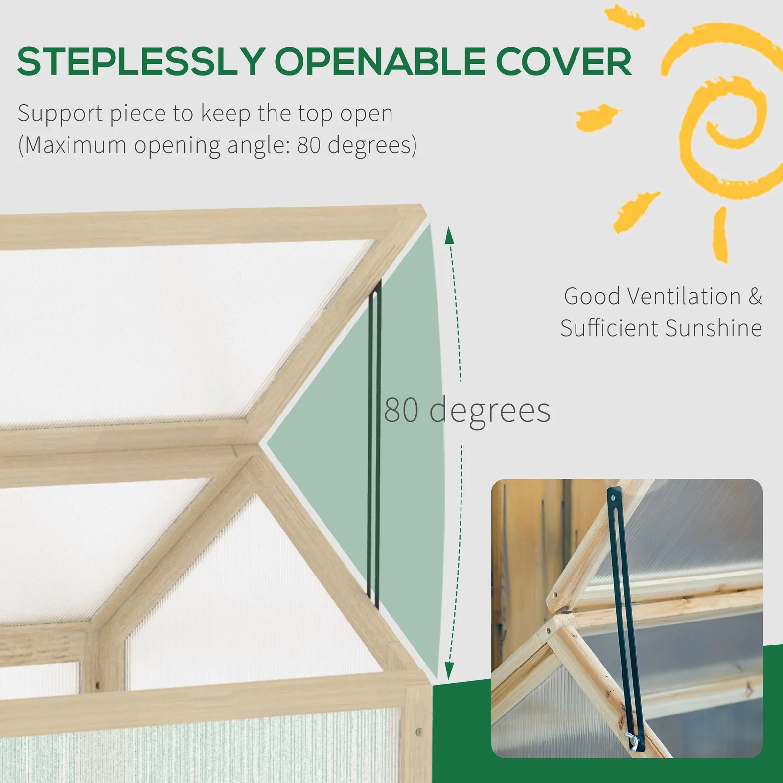 OUTSUNNY Wooden Cold Frame Greenhouse Garden Polycarbonate Grow House in White 5