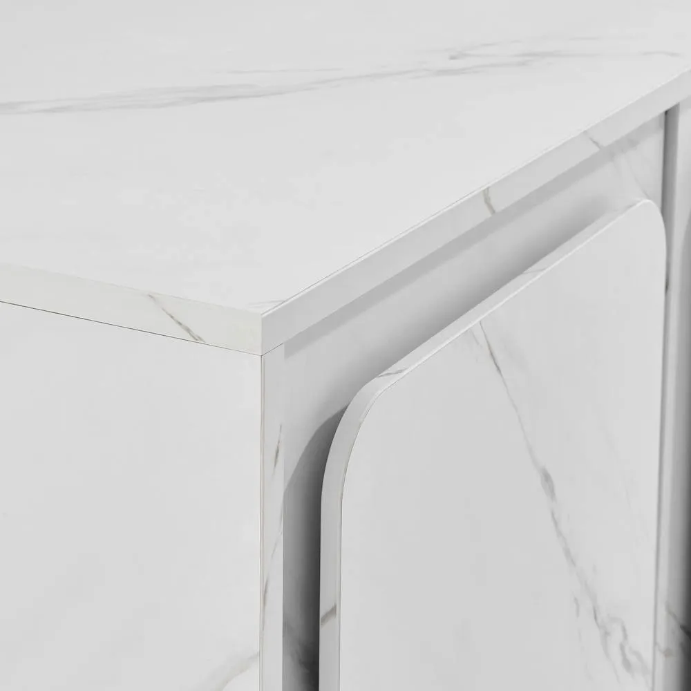 FurnitureboxUK Selene Marble Effect 4 Door Storage TV Stand in White 6