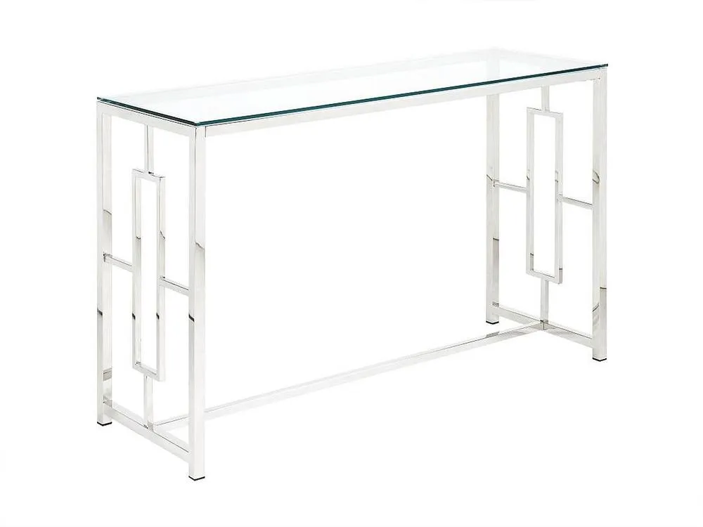 Vente-unique Console Table - Toughened Glass & Steel - Chrome - CLOTILDE in Clear 6