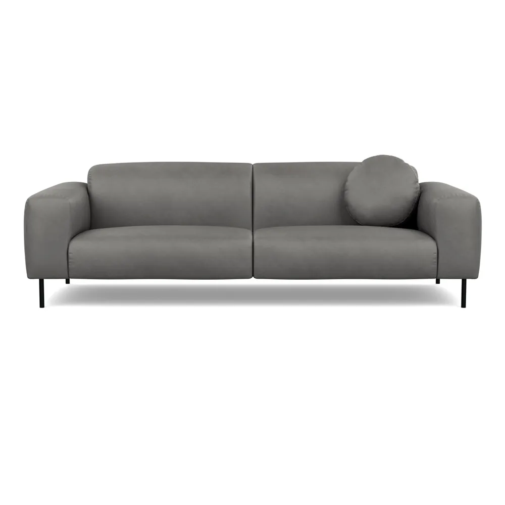 Heal's Luna 4 Seater Sofa Luxury Leather Slate Black Feet