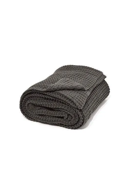 nielsen Alen Coarse Knitted Throw Blanket Cotton 150 x 200cm in Mid Grey