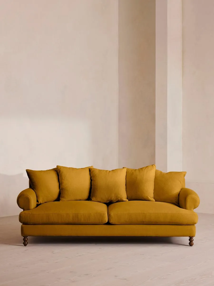 Audrey Three Seater Sofa, Linen, Turmeric