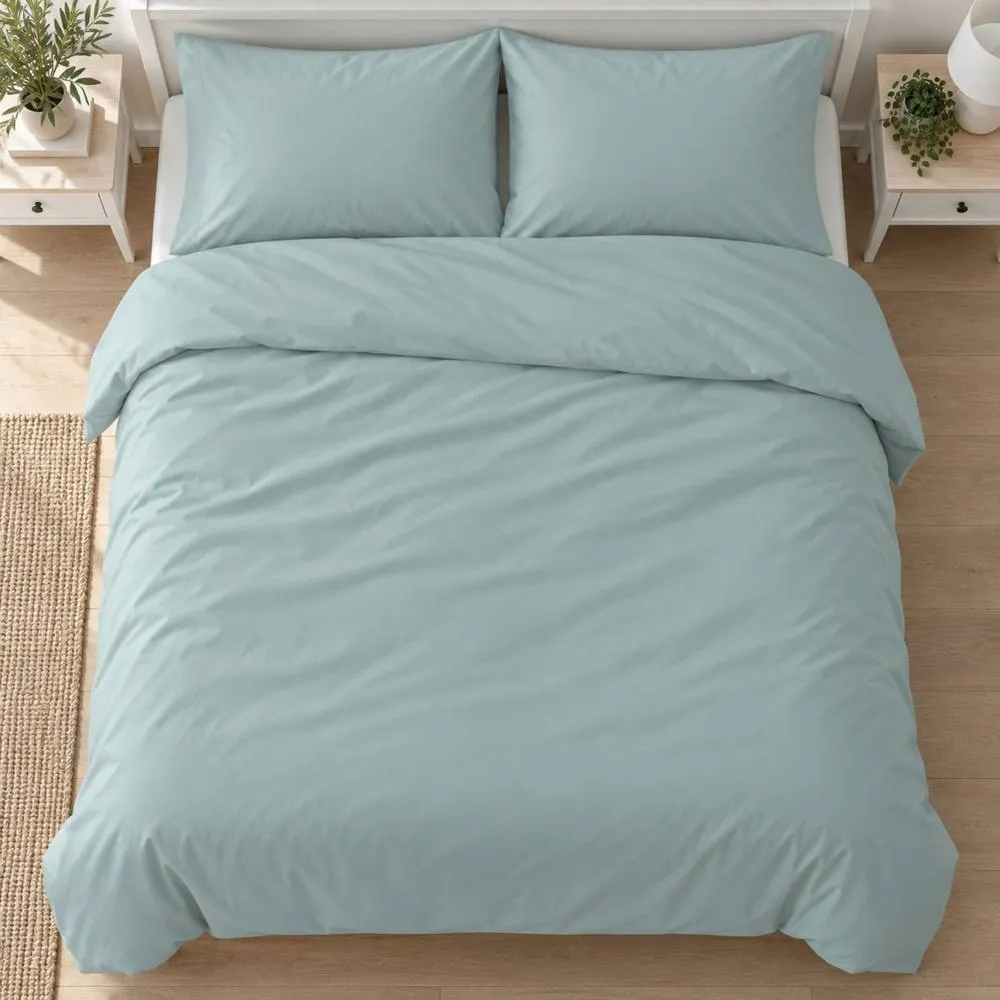Smart Living Luxury Egyptian Cotton Duvet Cover with Pillowcases in Duck Egg Blue 2