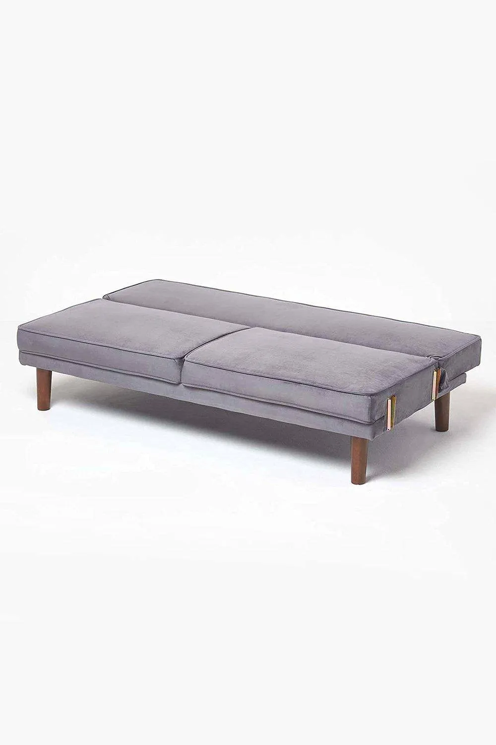 Homescapes Stanley Velvet Click Clack Sofa Bed with Armrests in Dark Grey 4