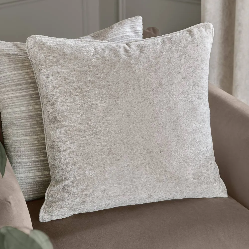Paoletti Lustre Crushed Velvet Cushion in Silver 1