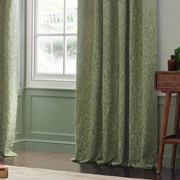 Morris & Co. Acorn Tonal Jacquard Pencil Pleat Curtains 3