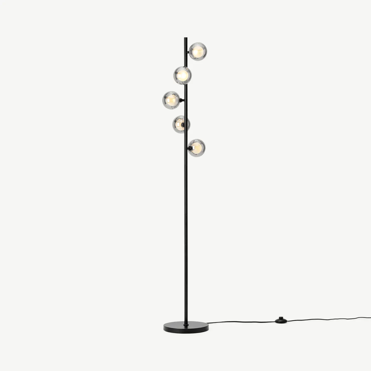 Masako LED Floor Lamp, Smoked & Opal Glass