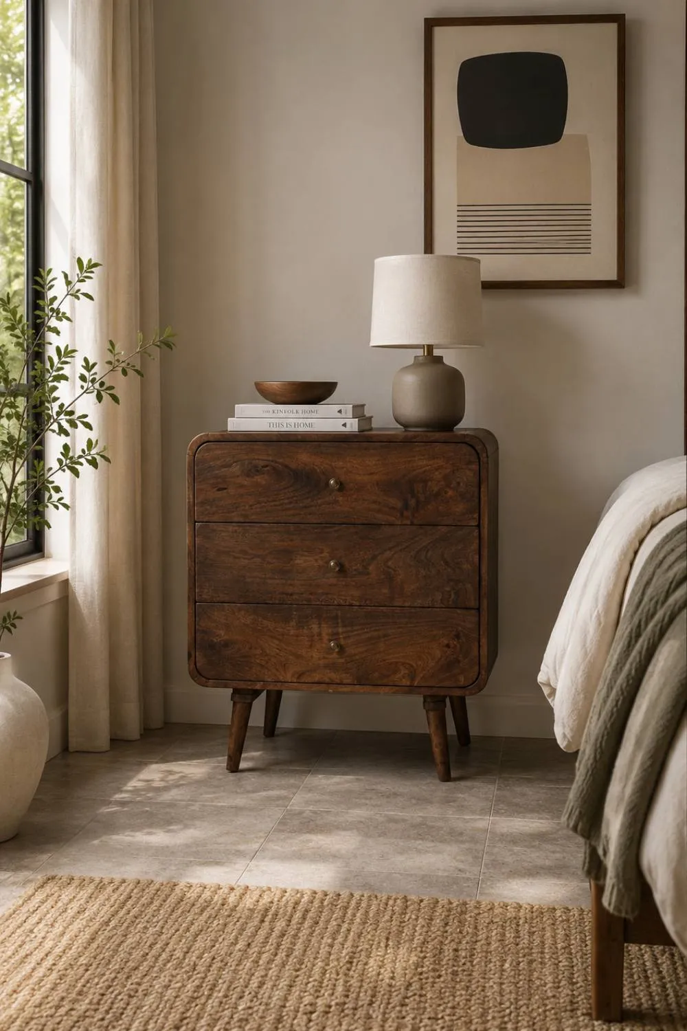 IH Design Rowledge Dark Mango Wood 3 Drawer Chest in Dark Brown