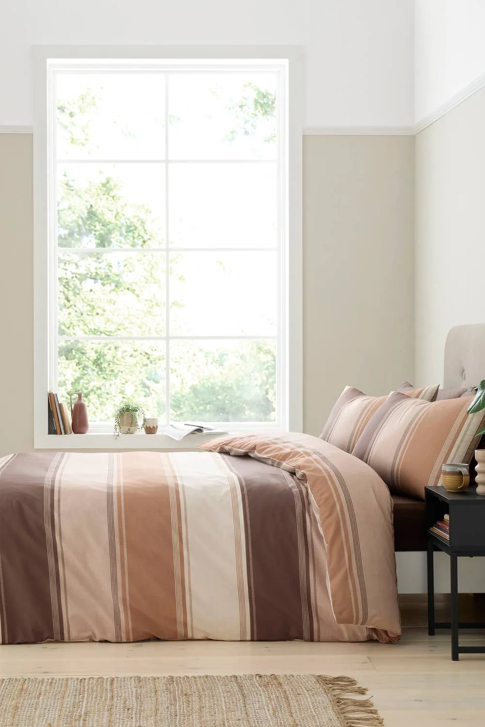 Fusion 'Betley' Classic Wide Stripe Duvet Cover Set in Natural 1