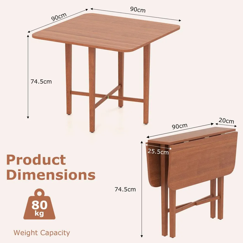 Costway Extendable Wooden Dining Table Foldable Drop Leaf Kitchen Table in Brown 2
