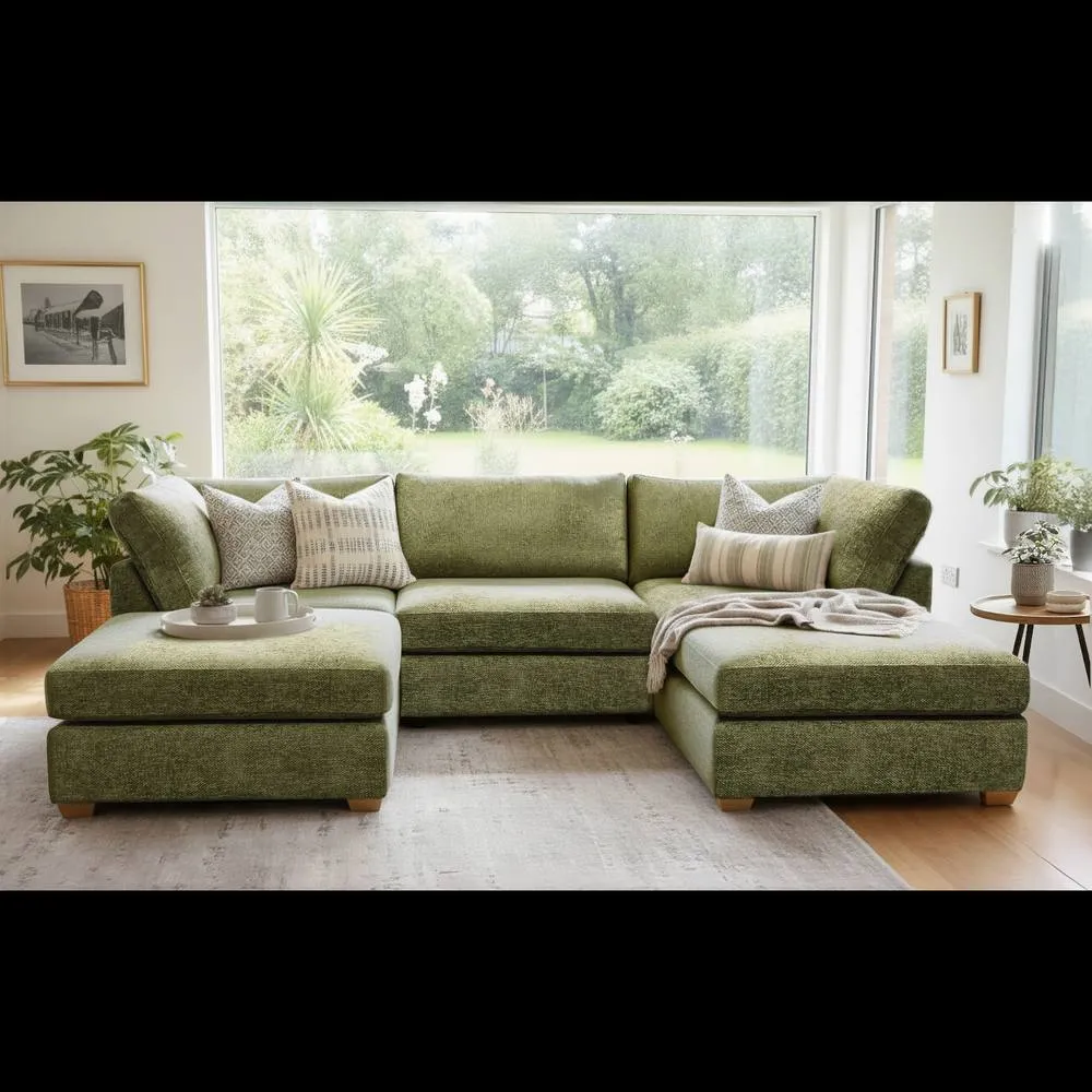 The Great Sofa Company Hyde U Shape Corner Sofa in Olive 1