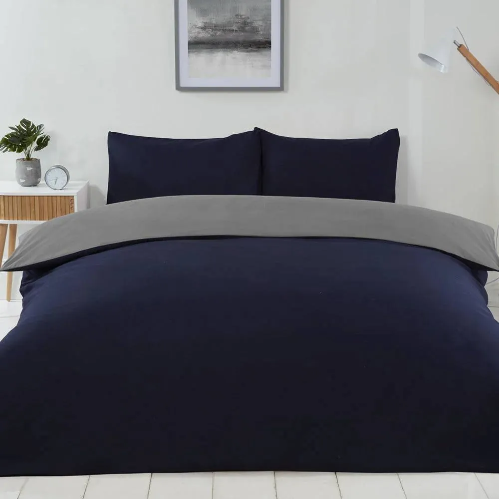 Voltico Reversible Duvet Cover Set - Double & King Sizes, 4 Colour Options in Dark Navy