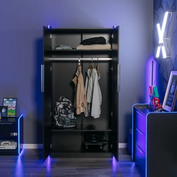 X Rocker Electra 2 Door Wardrobe with LED Lights 4