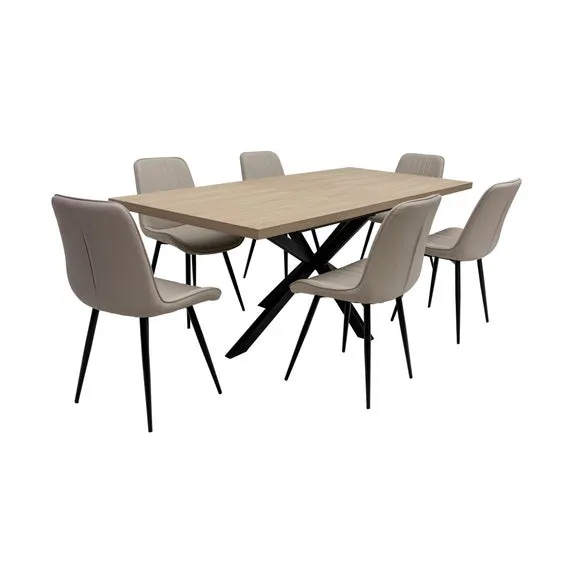 Dalton Extendable Dining Table with 6 Richmond Faux Leather Dining Chairs 2