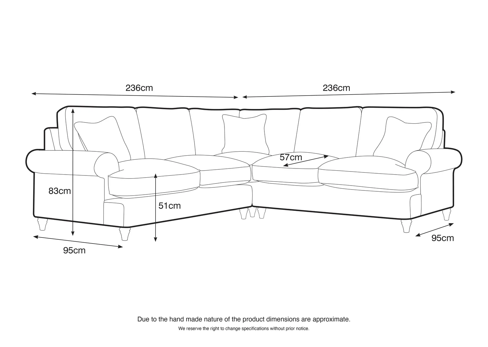 The Great Sofa Company Ezra Large Textured Velvet Corner Sofa - Scroll Arm in Charcoal 5