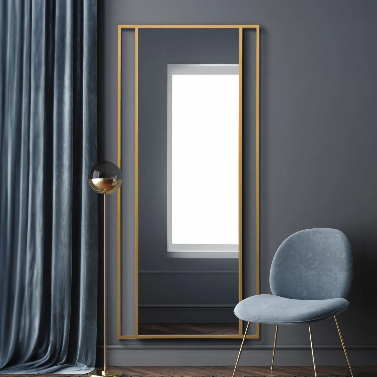 MirrorOutlet Gold Modern Wall & Leaner Mirror 79" X 35" (200 x 90CM) 6