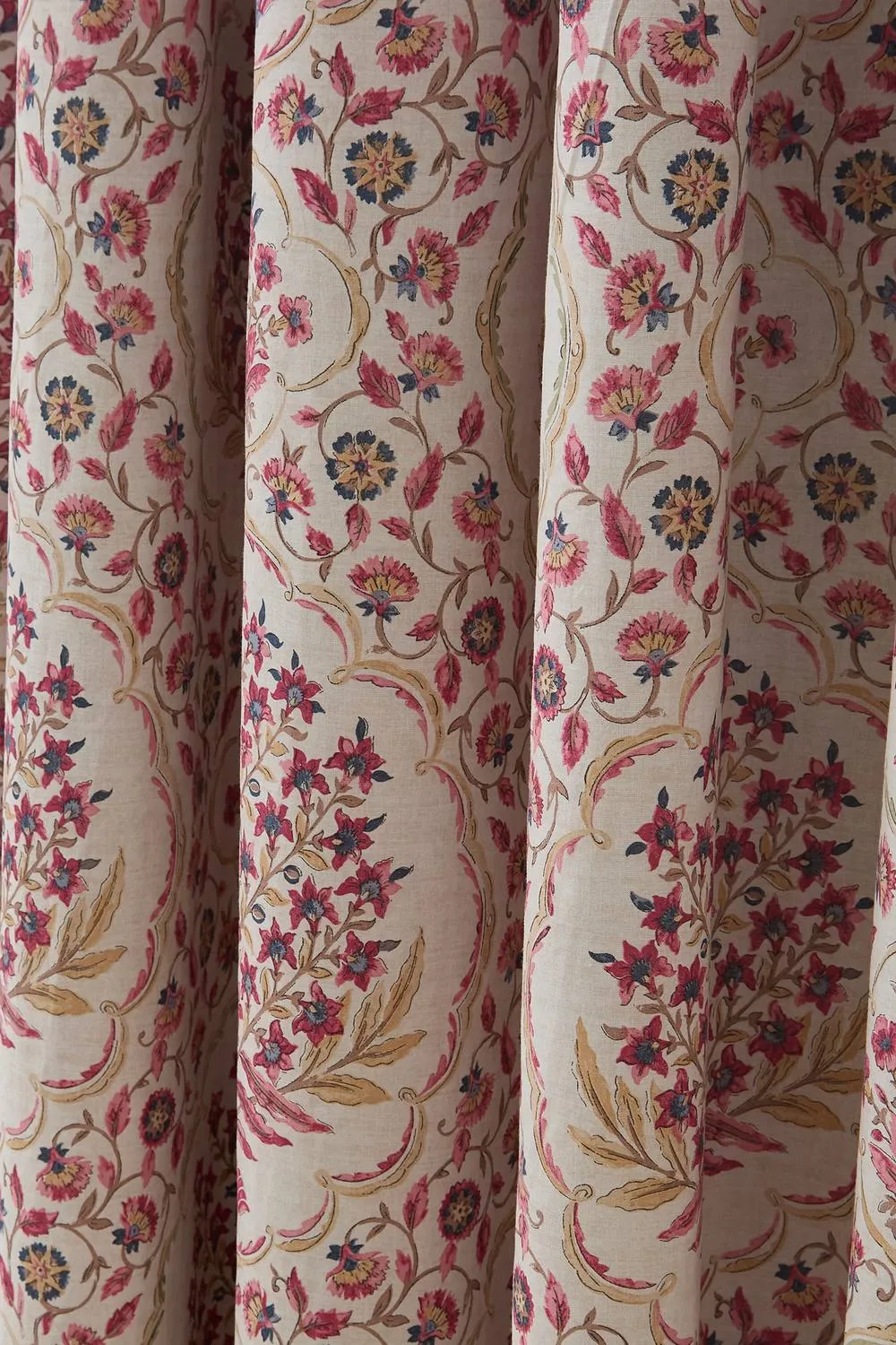 Dreams & Drapes 'Ashmead' Lined Damask Print Pair of Pencil Pleat Curtains in Dark Red 3