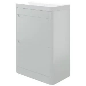 Wickes Malmo Gloss White Freestanding J Pull Compact Vanity Unit & Basin - 600 x 350mm