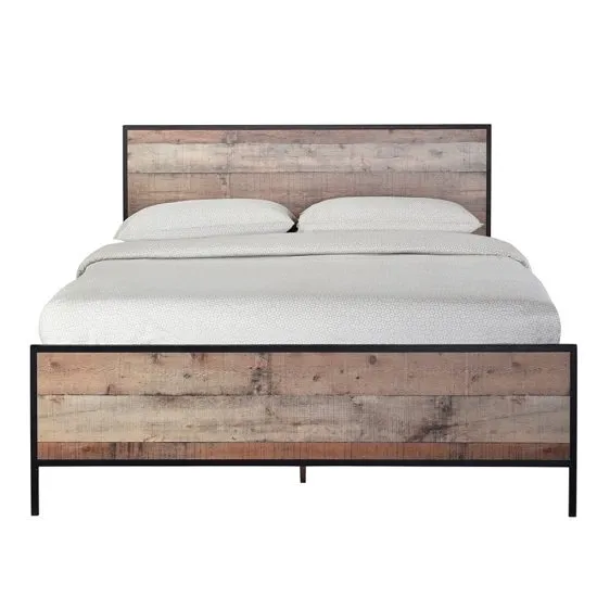 Hoston Double Size Bed In Distressed Oak Finish
